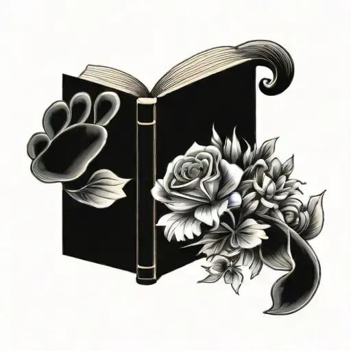 Flowers With Book And Paw