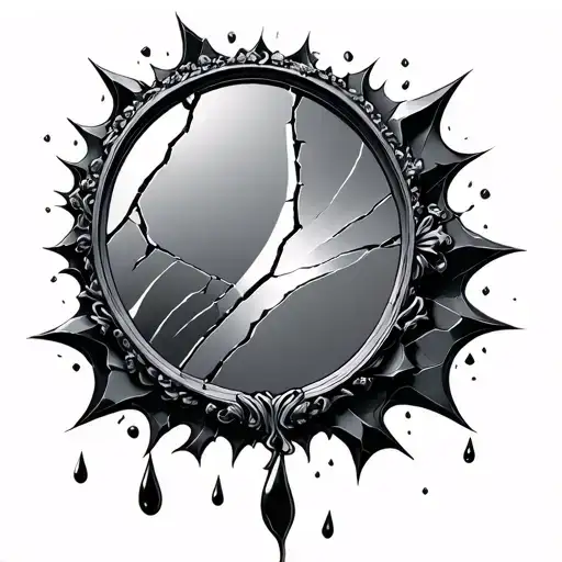 Broken Mirror Tattoo With Broken Pieces Falling With Falling Pieces Shaped Like Tears