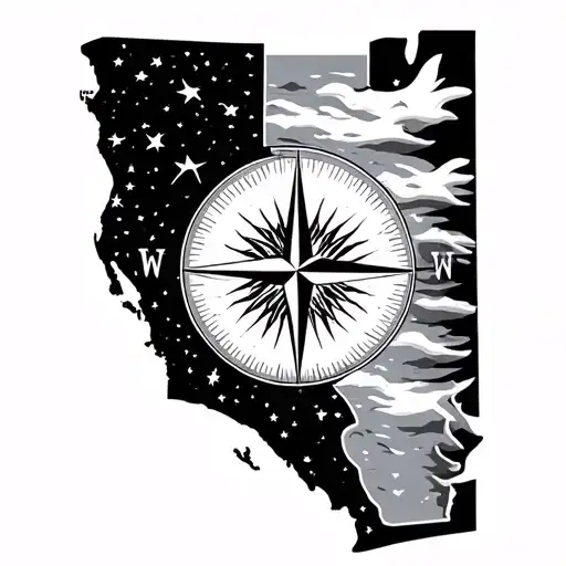 Half Compass California And Florida Shape