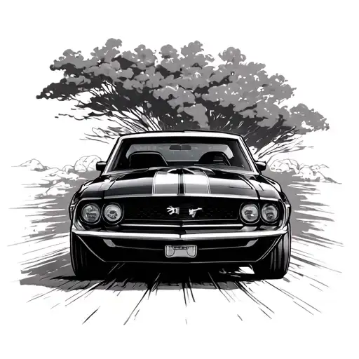 Black Mach 1 Mustang Driving