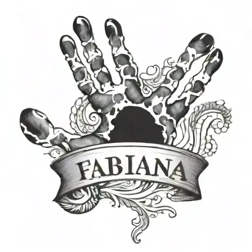 The Name Fabiana With A Baby Handprint