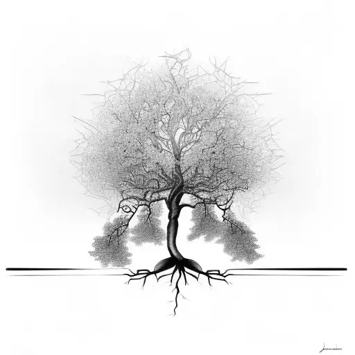 An Intricate Tree With Roots Symbolizing Hard Work
