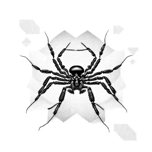 A Black And Grey Portrait Of A Spider With Intricate Circuitry Patterns On Its Body