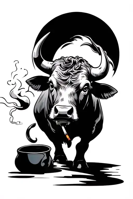 Bull Smoking A Cigarette