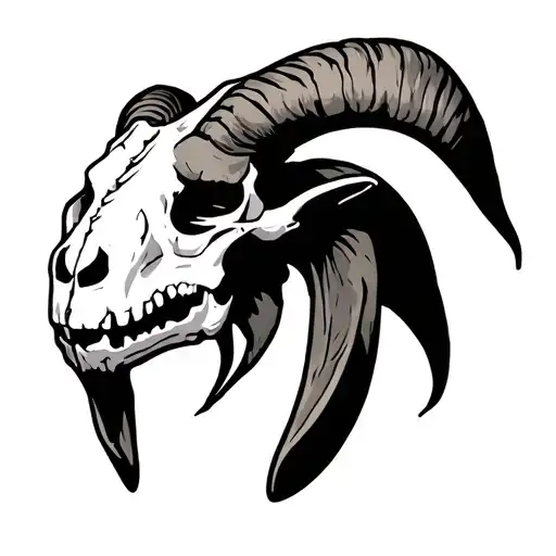 Goat Skull And Broken Bones
