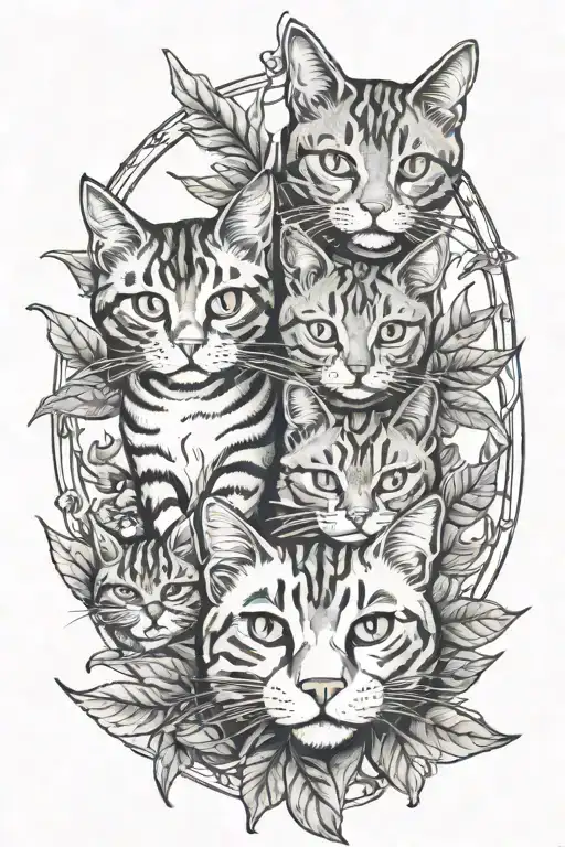 Pot Leaf & Cats Playing