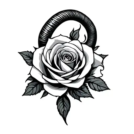 Capricorn Zodiac Sign Rose Intertwined