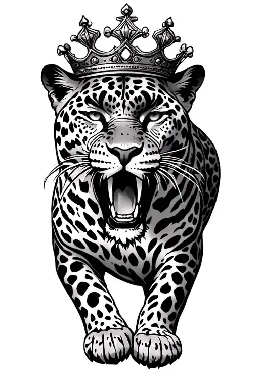 Leopard Growling Jaguar With A Crown