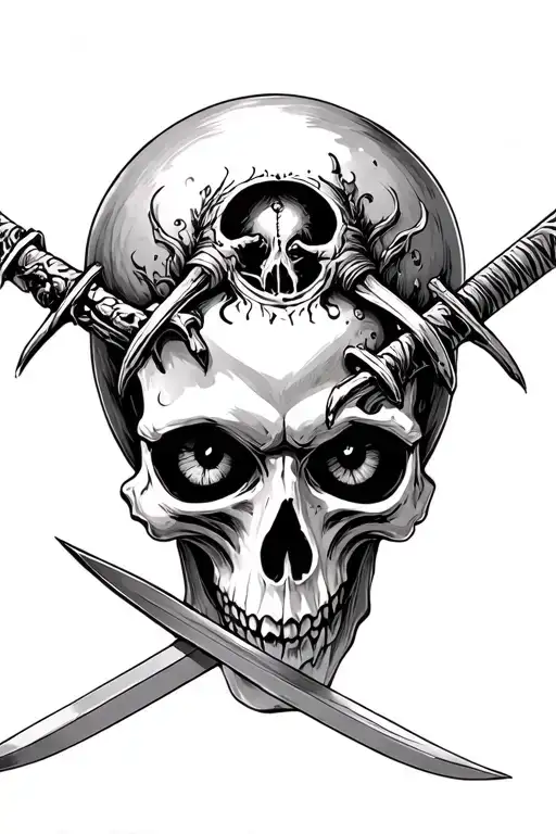 Skull With Swords Through Eye Sockets