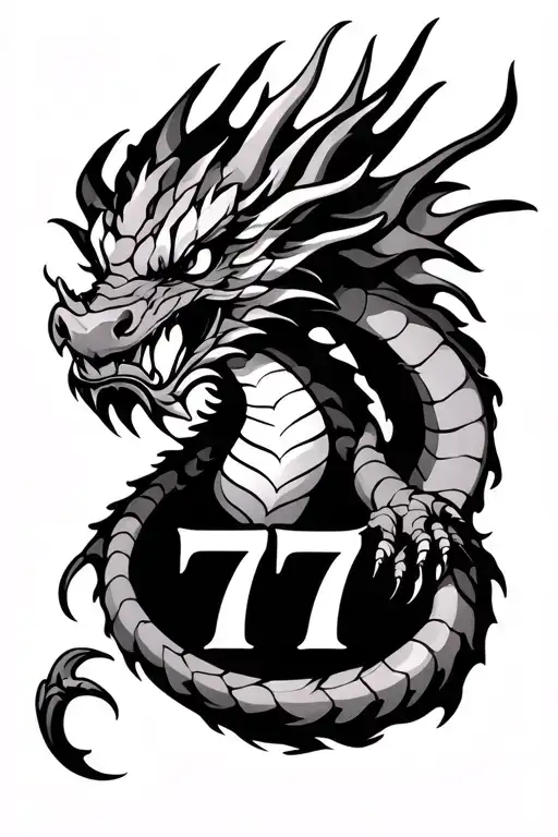 Dragon With The Number 777 Symbol Within