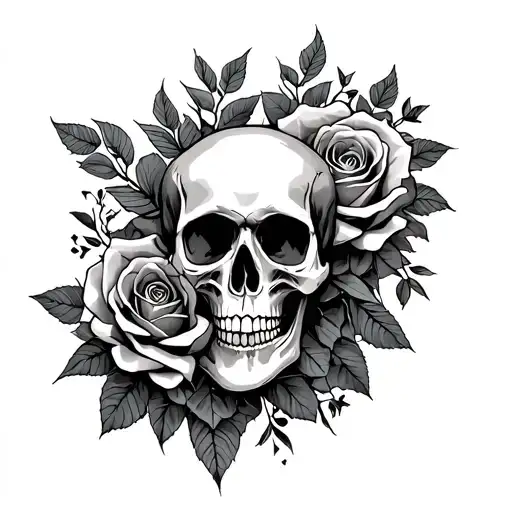 Skull With Roses And Memento Mori