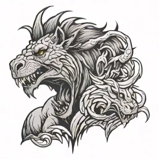 Dinosaur Lions Upper Body Roaring