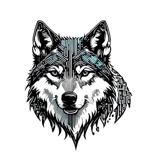 Wolf Made Of Binary Code