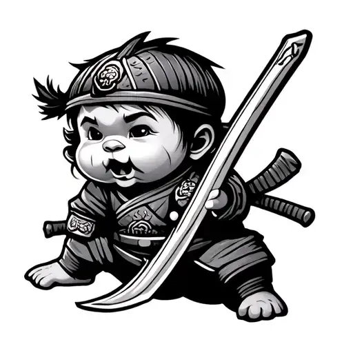 Cartoon Baby Samurai Sword