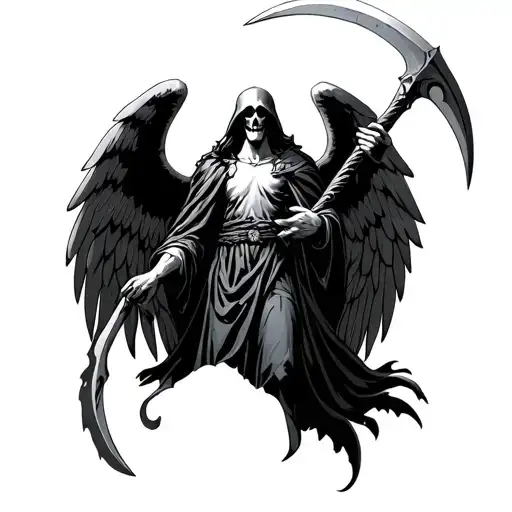 Arch Angel Michael With Reaper Scythe In His Hands