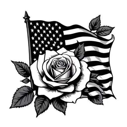 American Flag And Briar Rose