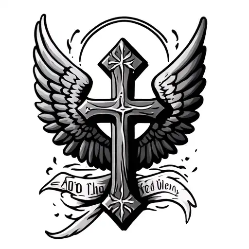 Cross With Angle Wings In Memory Of Dad