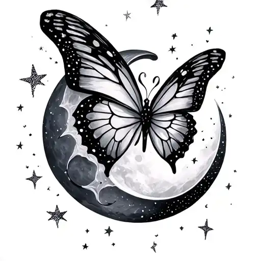 Butterfly Moon And Stars Glitter