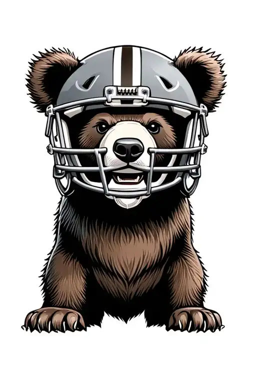 Bear With Football Helmet