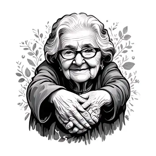 Writing Saying Love Grandma Holding Hands