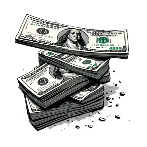 Stack Of Money And Ripped Money