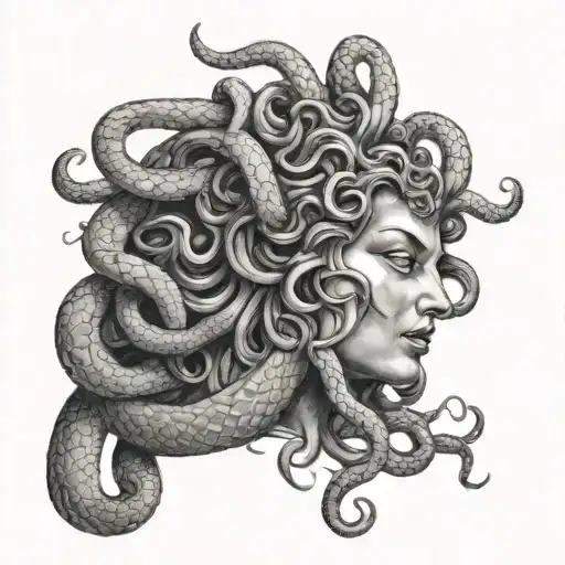 Medusa Head With Snakes Coming