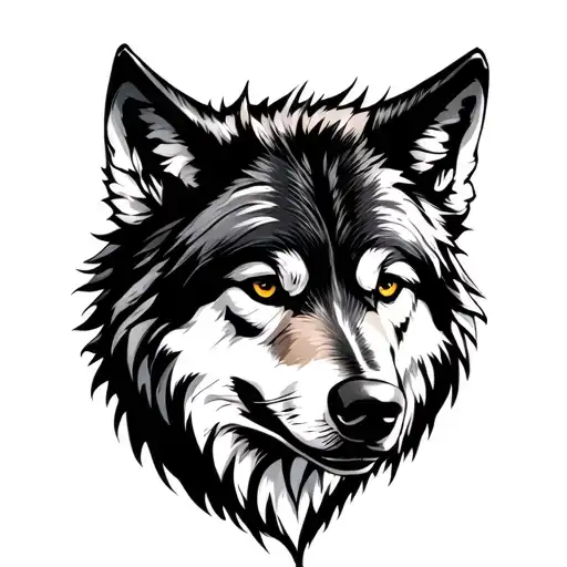 White And Black And White Wolf