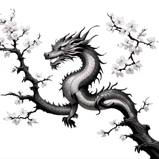 Dragon On Sakura Branch