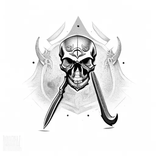 Skull With Knife