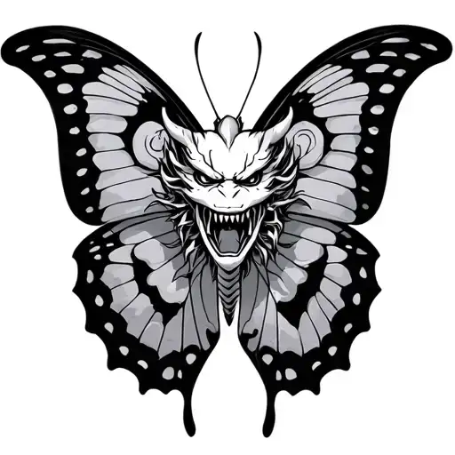 Butterfly With Japanese Demon Inside