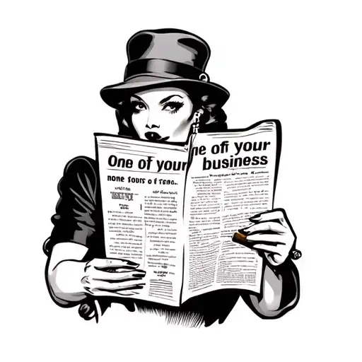 Retro Gangster Woman With Cigar Holding Reading Newspaper That Says On It None Of Your Business