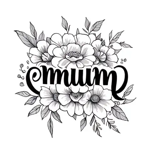 Word Mum Written Cursive Letters Minimalist
