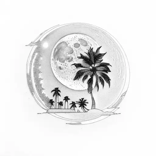The Word Luna With Palm Trees And The Moon Behind It