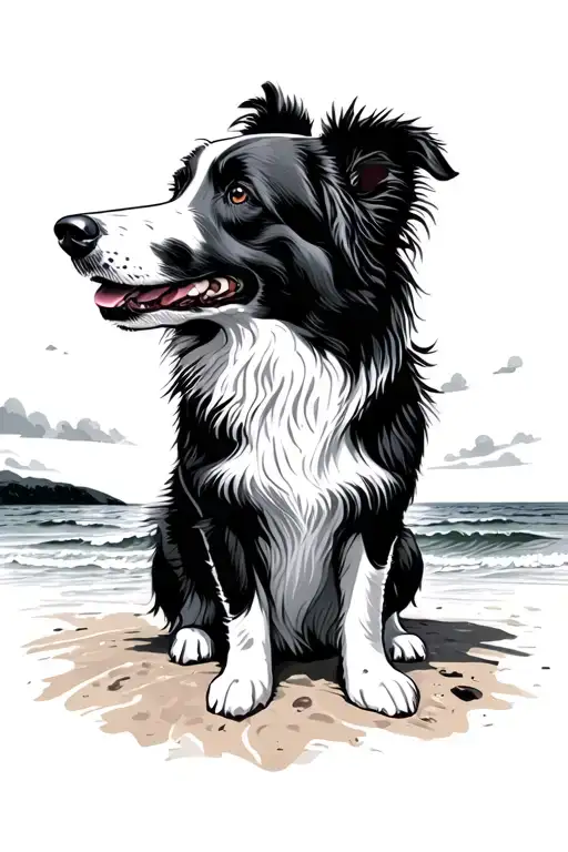 Border Collie Beach Sunset