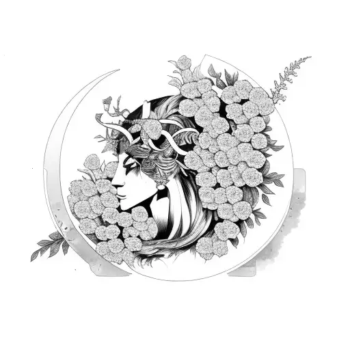 Flowers With Moon And Aries Zodiac