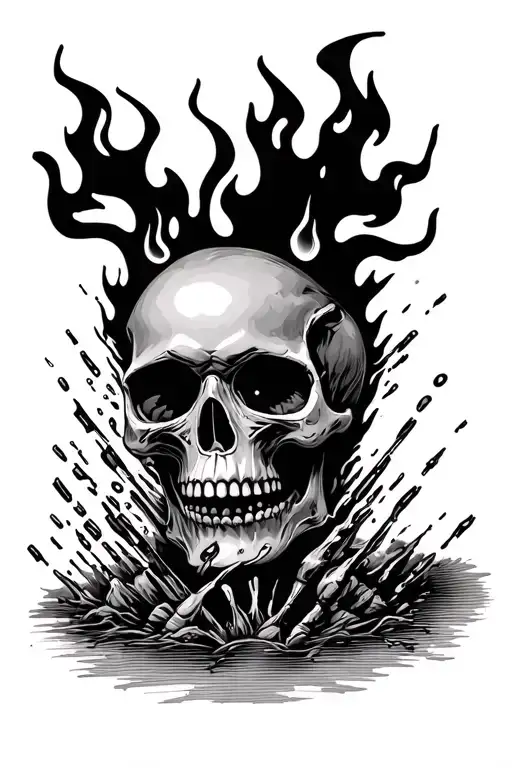 Skull With Fire Sprinklers Coming Out Of Eye Sockets