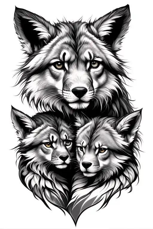 Father And 2 Kids Animals