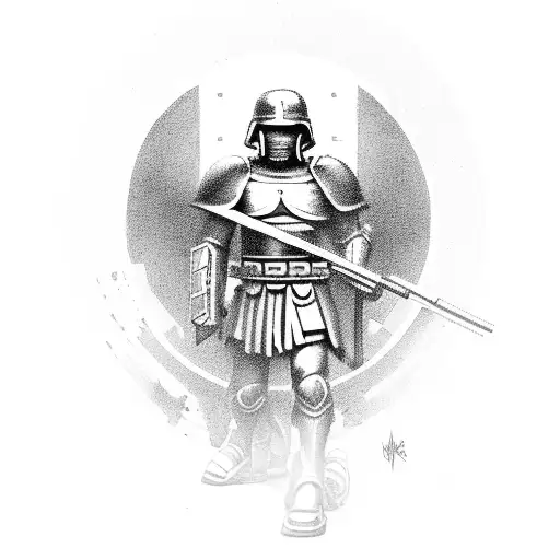 Spartan With A Tactical Soldier Eith Helmet And Rifle