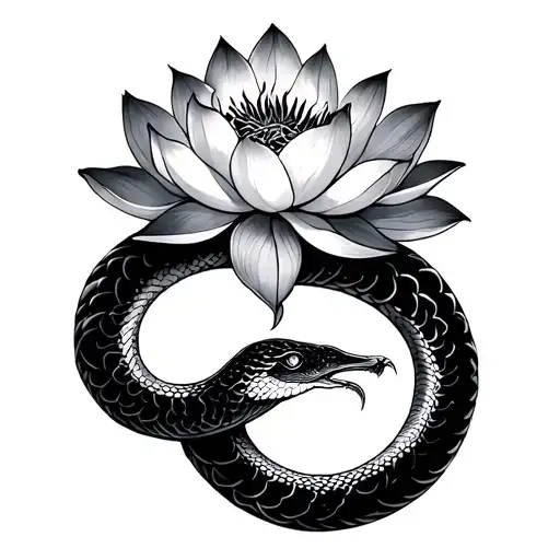 Ouroboros Snake With Lotus