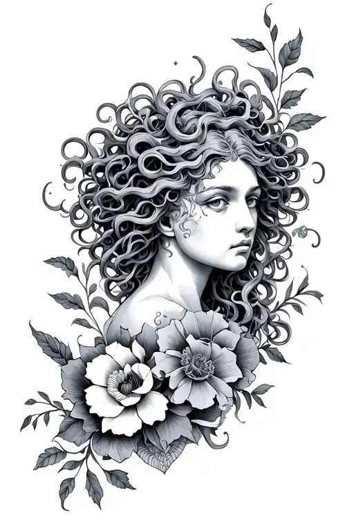 Medusa And Flowers Wrapped