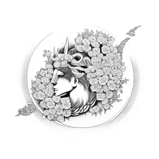 Flowers With Moon And Aries Zodiac