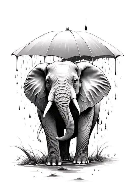 Depressed Elephant That's Been Raining On