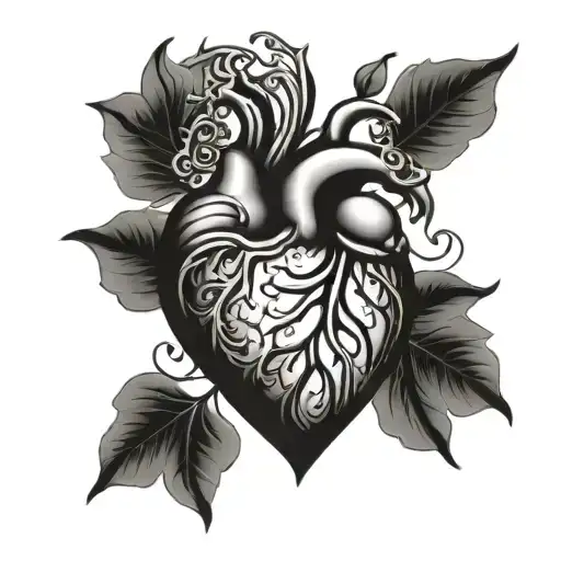 Black And Gray Heart Shape Outline