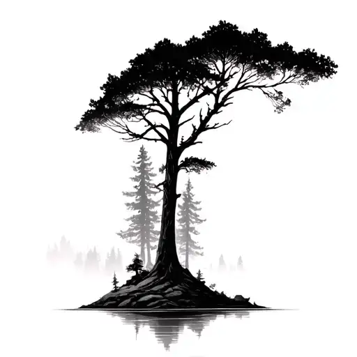 Dark Shaded Dense Forest Scene