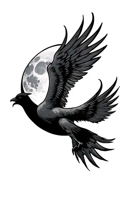 Moon And Pheonix Flying