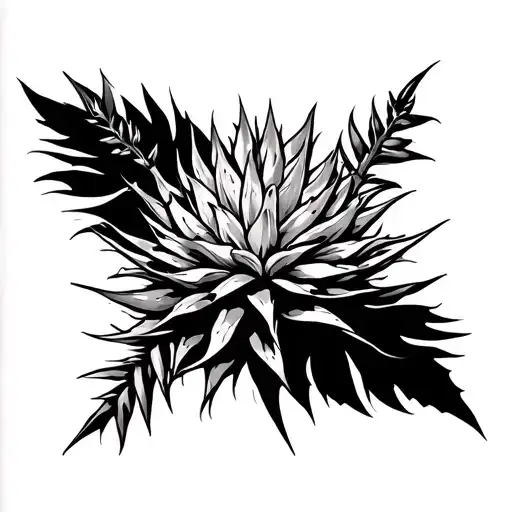 Tattoo On The Ribs Of A Man On The Theme Of A Prickly Plant