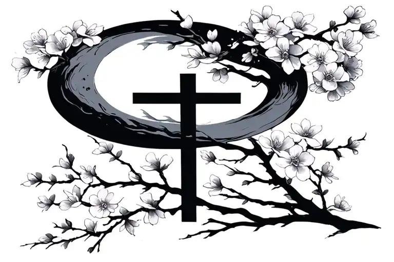 Minimalist Sakura Moon Cross