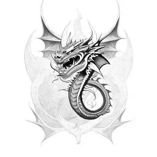 Dragon Tribal With Roses