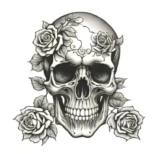 Skull With Roses For Eyes