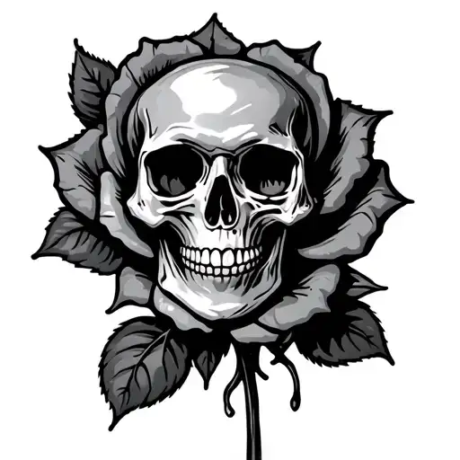 Rose With Skull Surrounded